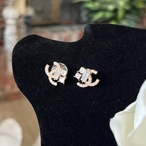 Elegant Gold and Crystal Stud Earrings
